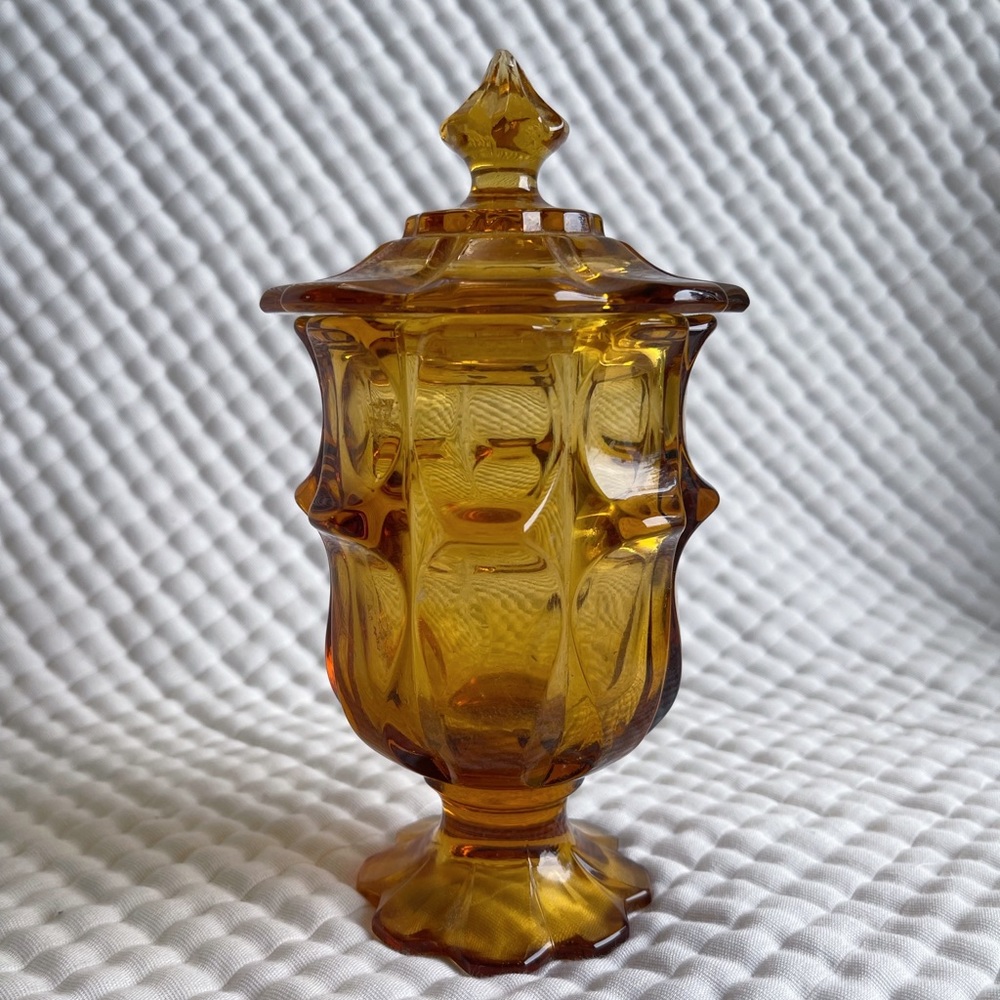 MCM amber Glass canister with lid